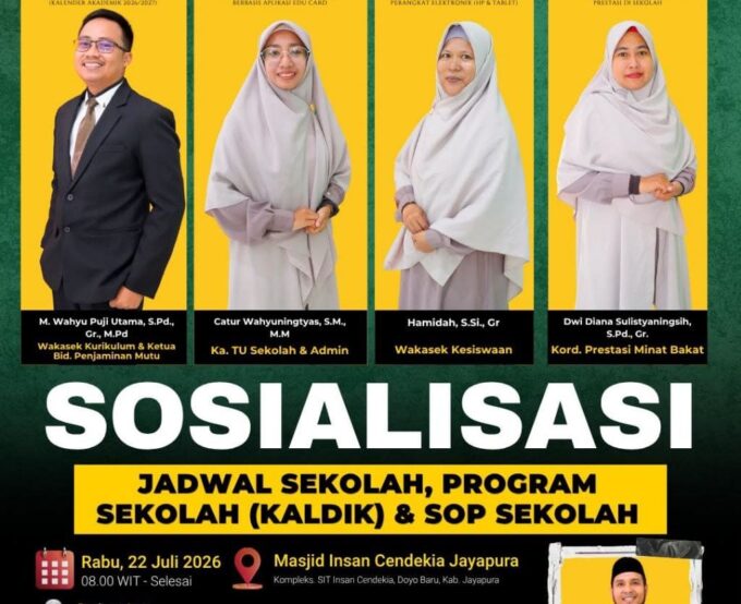 Bangun Budaya Disiplin dan Berprestasi, SMAIT Insan Cendekia Jayapura Gelar Sosialisasi Program dan SOP Sekolah Tahun Ajaran 2026/2027