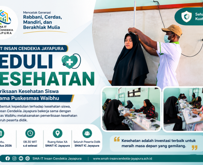 Jaga Kesehatan Siswa, SMAIT Insan Cendekia Jayapura Gelar Pemeriksaan Kesehatan Bersama Puskesmas Waibhu