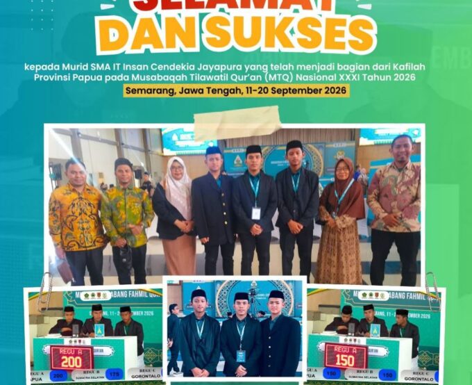 Tiga Siswa SMA IT Insan Cendekia Jayapura Wakili Papua pada MTQ Nasional XXXI Tahun 2026